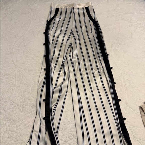 Fleur du Mal Black and White Striped Wide-Leg Pants - Picture 4 of 5